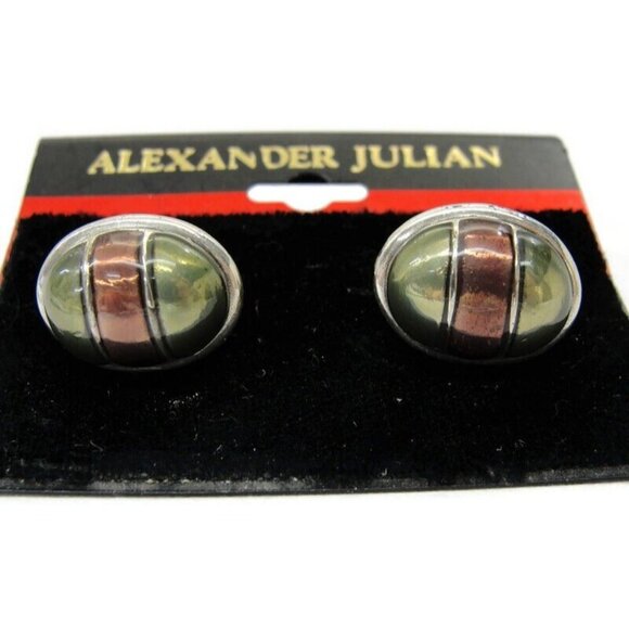 Vintage Alexander Julian Cufflinks Silver Plated Enamel - Picture 13 of 14